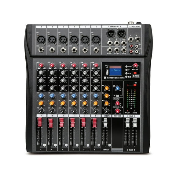 6-channel Professional Mixer Computer Sta Recording USB Sound Card High Low Tone DJ Model ,Easy to Use