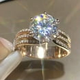 thumbnail image 1 of 6 claw Round AAA CZ Band Women's Yellow Gold / White Gold Filled Ring Size 5-10, 1 of 3