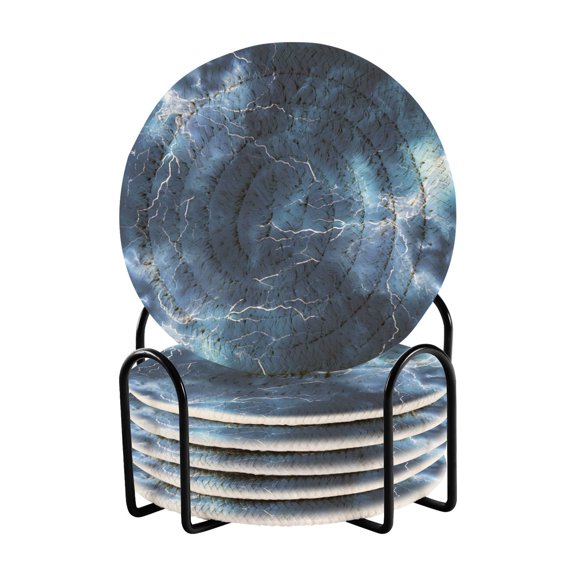 6 coil coasters 3.94x3.94x0.24 inch water coasters Drink coasters with cup holders Absorbent coasters Heat resistant for bar protection Blue Lightning