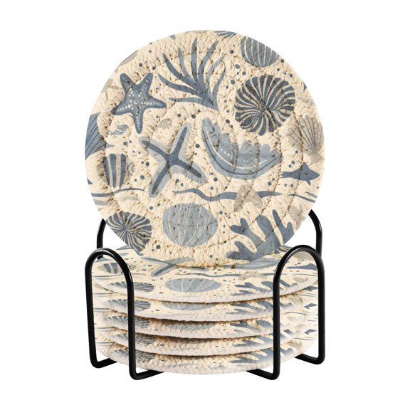 6 coil coasters 3.94x3.94x0.24 inch water coasters Drink coasters with cup holders Absorbent coasters Heat resistant for bar protection Marine Organism