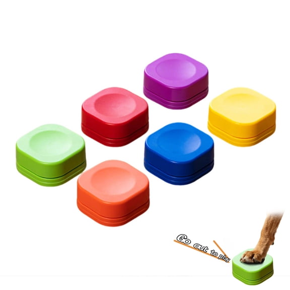 6 color available Voice Recording Button, Pet Communication Dog Training Buzzer, 30 Second Record & Playback, Fun Gift for Home Office Study-6 Pack
