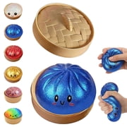6 color options glitter dumpling squishy with box, stress relief squeeze toy.