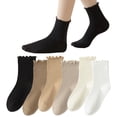 thumbnail image 1 of Livease 6 Pairs Ruffle Socks for Girl Women, Thin Frilly Socks, Ankle socks, Mix Colors, Size 5-10, 1 of 8