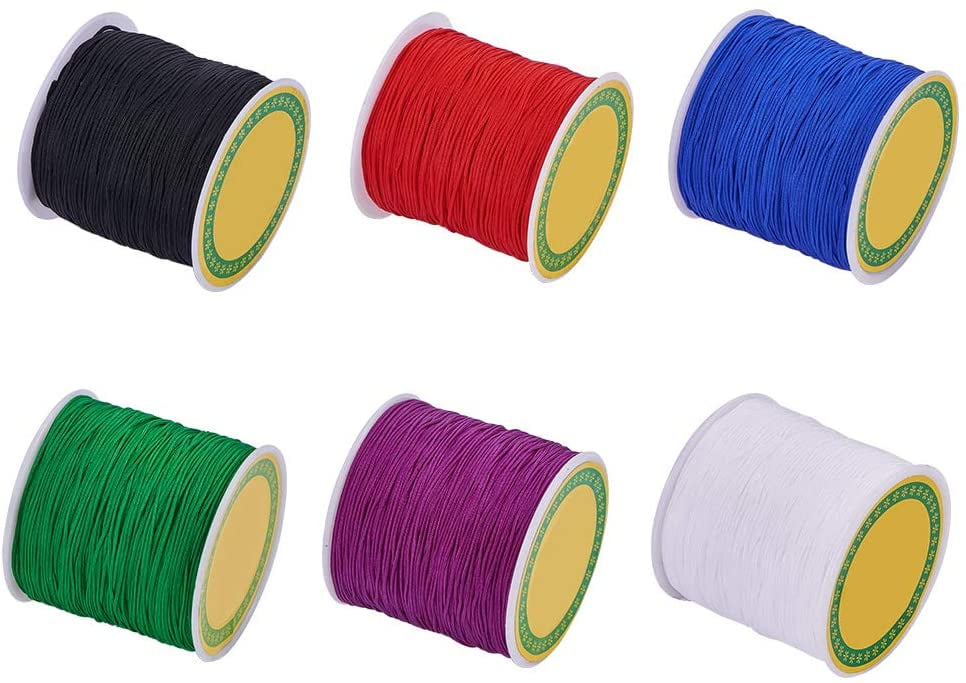 6 colors 600 yard Rattail Nylon Cord Chinese Knotting Cord 0.8mm Macrame Thread Beading String for DIY Jewellery Making Kumihimo Friendship Bracelets Sewing
