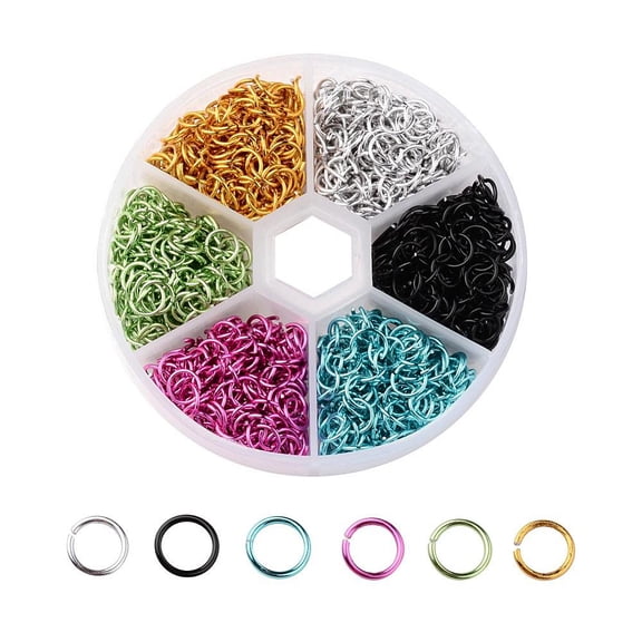 6 colors Aluminum Wire Open Jump Rings Mixed color 20 Gauge 6x0.8mm Inner Diameter: 4.4mm about 180pcs/color 1080pcs/box 1box