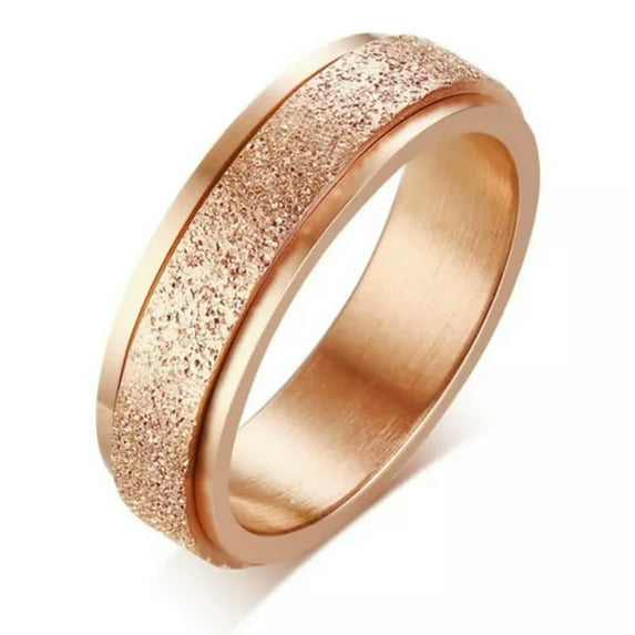 6 colors Men Women's Spinner Band 316L Stainless Steel Pearl Sand Ring Size 5-12