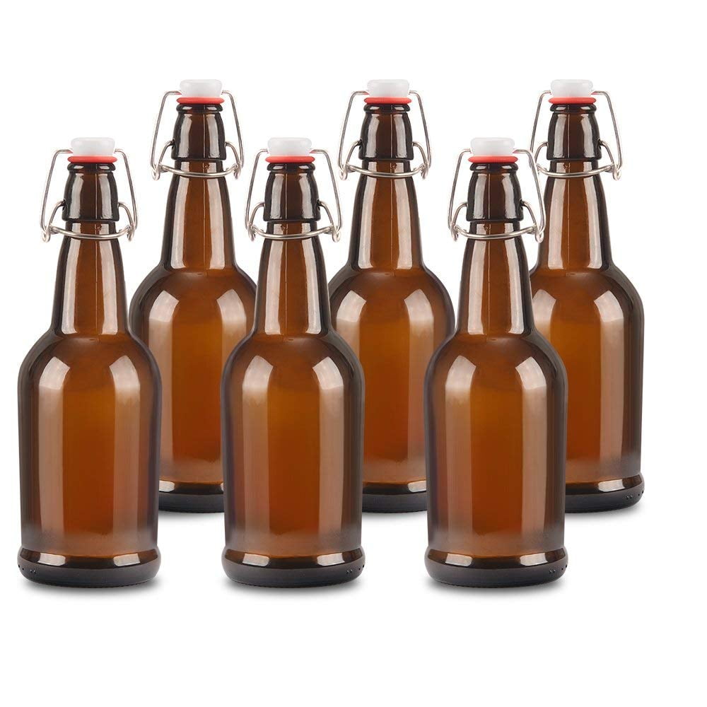 Brown EZ Cap Bottles w/ Swing Top - 16 oz