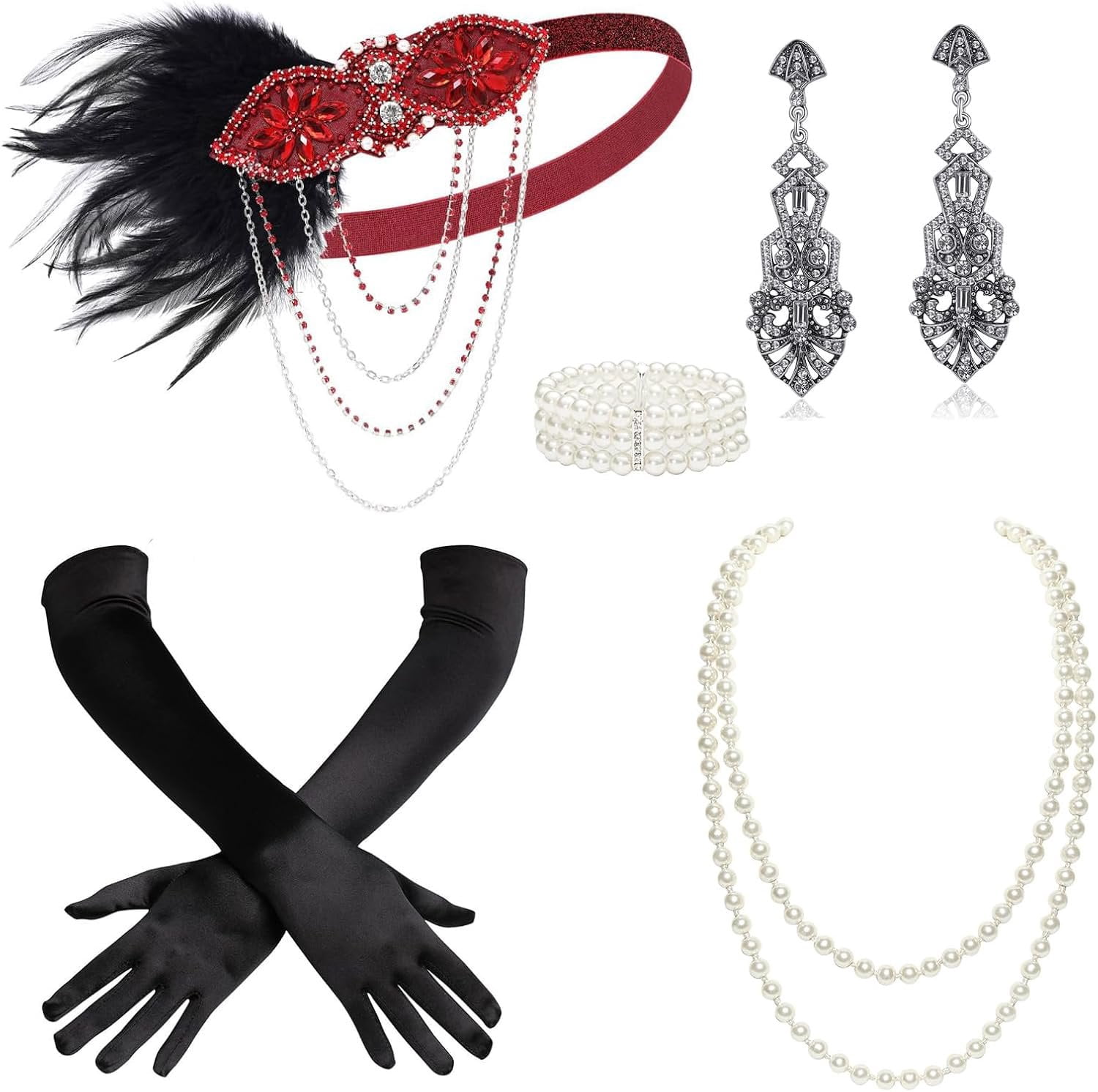 6 count 1920s Flapper Accessories Set for Women - Walmart.com