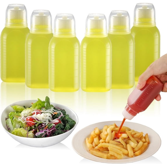 6 count 3.4 oz Salad Dressing Container to Go, Leak Proof Travel Size ...