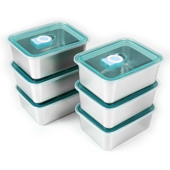 6 count 304 Stainless Steel Containers with , Stacking Snack Containers for Office and