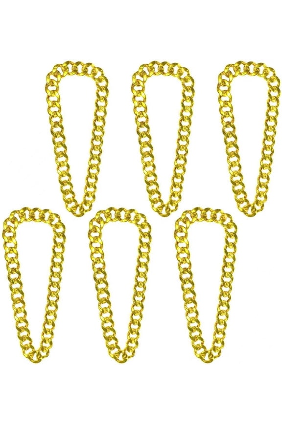 6 count 31.5 Inch Hop Chains Chunky Necklaces for Men & Women, 80s 90s Rapper Costume Accessories