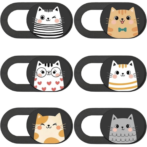 6 count 6 Styles Camera Cover Slide Webcam Cover Cute Design Ultra-Slim Camera Blocker for Laptop Desktop Tablet Phone Notebook Mini PC Accessories Office Use