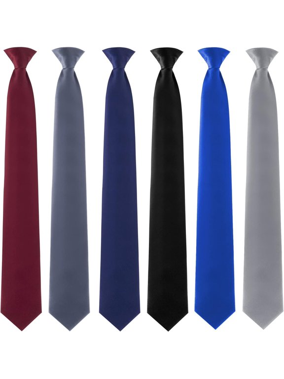 6 count Clip Ties for Men Solid Color