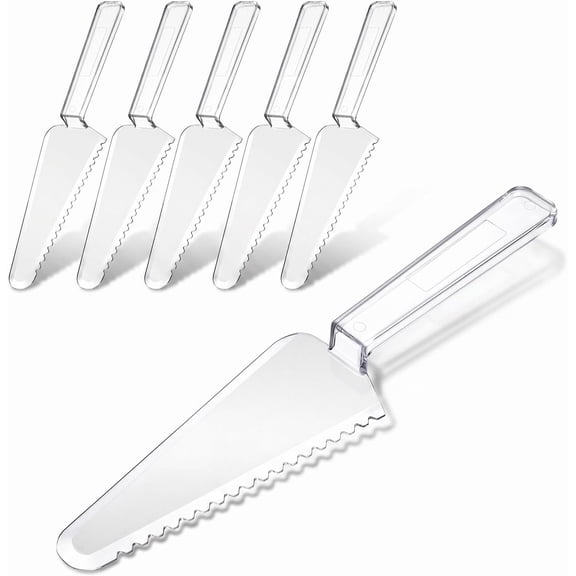 6 count Disposable Plastic Cake , Durable Clear Cake Server