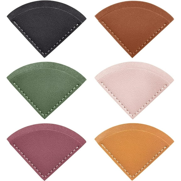 6 count Fan-Shaped Page Book Marks - Leather Corner Bookmark for Women, , Reading Lovers