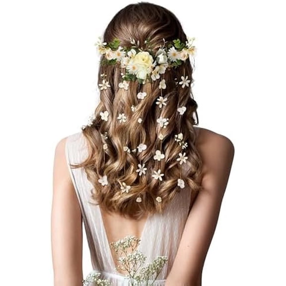 6 count Flower Crown Headband Fairy Bridal Headband for Wedding Boho Hair Vine Bulk Hair Wreath Spring Accessory for Women Girls Brides Bridesmaids