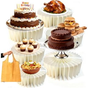 6 count Foldable Buffet Risers, Risers Display Stands For Party | 12" Cardboard & Display Risers for Cake Display, Birthday, Wedding, Catering & Party Decor 150 lbs White