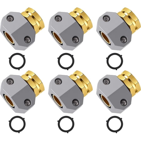 6 count Garden Hose Repair Kit Zinc and Male and Female Hose End for 5/8" and 3/4" Hoses Leak Proof Mender Set with Washers Easy Fix for Damaged Water Hoses (Female)