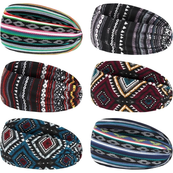 6 count Headbands Paisley Bandanas  Bands  Band Hair Wrap Headwrap Fashion Boho Wide Thick Workout Yoga Elastic Headbands Mens Cooling Running  Headband Sweatbands for Women and Men