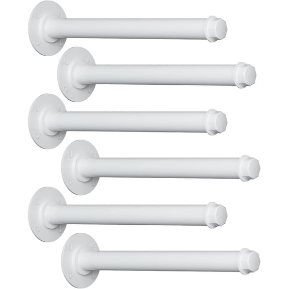 6 count Industrial Pipe Clothes Bars 12 inch, Industrial Pipe Clothing Racks, Closet Rods for Clothes, White Clothing Racks for Boutique Retail
