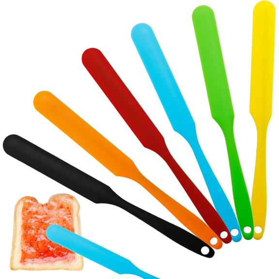 6 count Jar Spatula Set, Heat Resistant Long Handle Kitchen Scraper for Jars, Non-Stick Flexible Baking and Cooking Tool for Mixing, Scraping, and Spreading