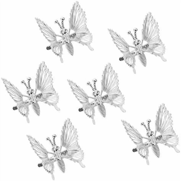6 count Metal Moving Butterfly Hair Clips, Cute Barrettes and Clamps, 90s Nostalgic Hair Accessories for Women and Girls ()