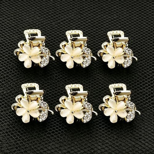 6 count Mini Hair Claw Clips for Women, Rhinestone Hair Clips with Opal Design, Small Claw Clips for Thick Thin Long Short Hair