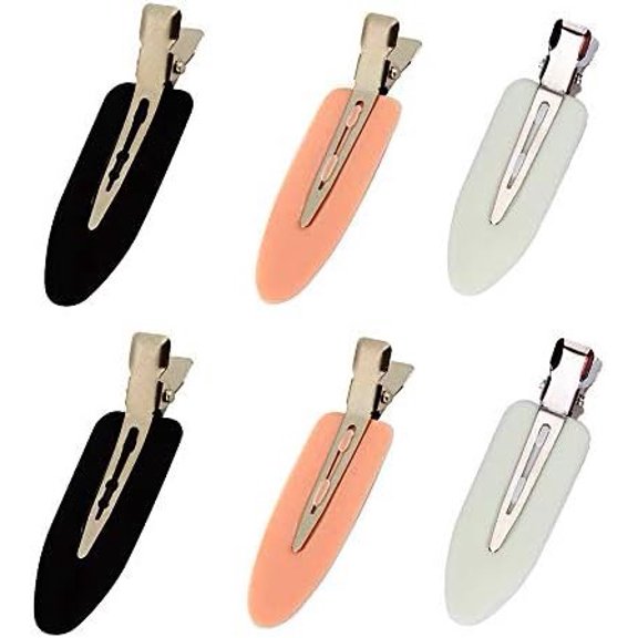 6 count No Bend Hair Clips, No Crease Hair Clip for Hairstyling, Makeup Clips for Women and Girls (Black&&White)