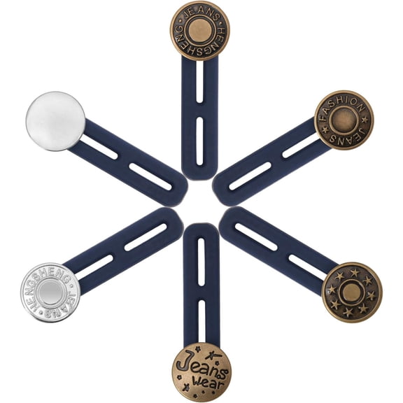 6 count Pants Extender Button, Waistband Extender Buttons for Men and Women, Jeans Expander Metal Buckle No Sew Buckle for Expander Jeans Pants (2in)