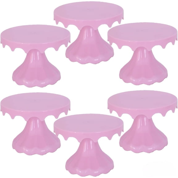 6 count Plastic Mini Cake Stands, Detachable Cupcake Display Stands for Wedding Shower ( B)