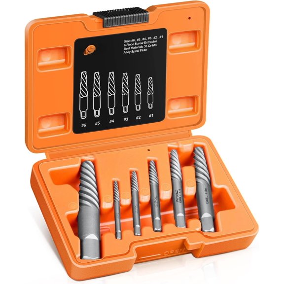 6 count Screw Extractor Spiral Flute Bolt Extractor Set Stripped Screw Remover Cr-MO Easy Out Bolt Extractor Set Cool Gadgets for Men,Removing Stripped Screws and Broken
