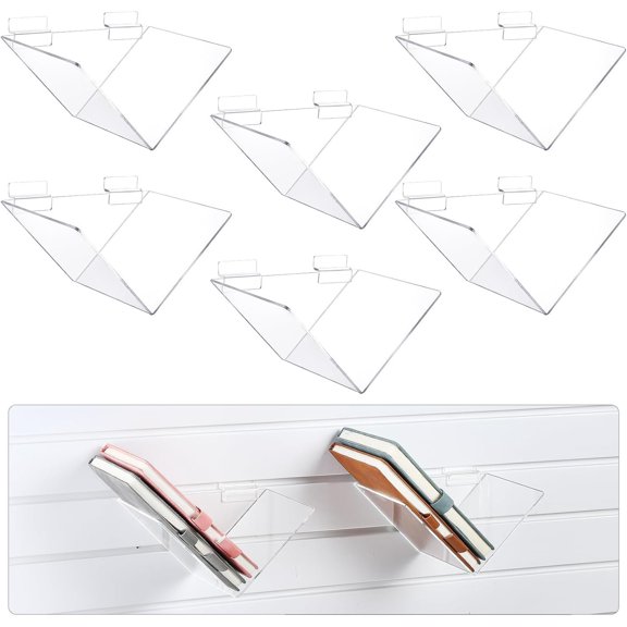 6 count Slatwall Angled Shelves, 6"x6" Clear Display