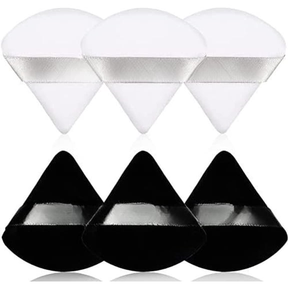 6 count Soft Triangle Puff Makeup Velour for Loose Mineral Wet Dry Foundation Sponge Makeup Tool