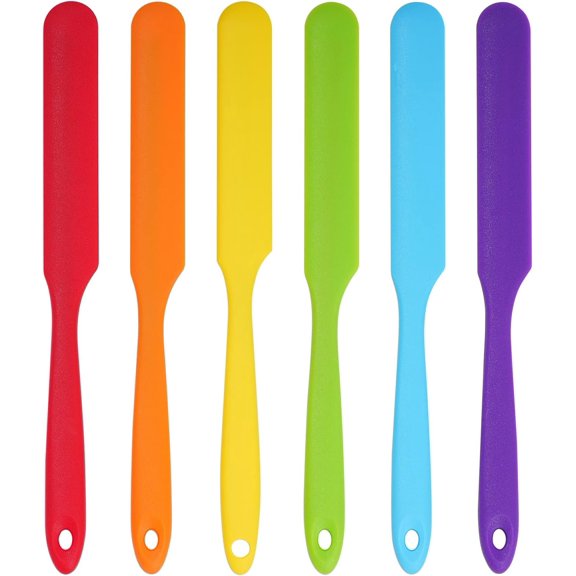 6 count  Spatulas Heat Resistant Jar Spatulas Cake Cream Butter Spatulas with Long Handle Non-Stick Kitchen Baking Cooking  Craft Stirring Mixing Scraper Tool (6 Colors)
