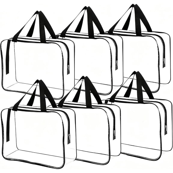 6 count Storage Bags with Zipper - Large Board  Storage with Labels, Clear &   Organizer for Building Blocks, Puzzles (Black)