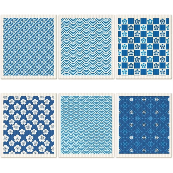 6 count Swedish Kitchen Dish Cloths Kitchen Towels Sponge Cleaning ...