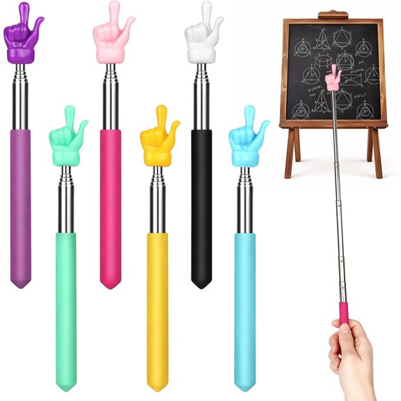 6 count Telescopic Teacher Pointer Sticks, Extendable Hand Pointers, Retractable Classroom Finger Pointer Sticks for School Teaching, Enterprise , Conference Presentation