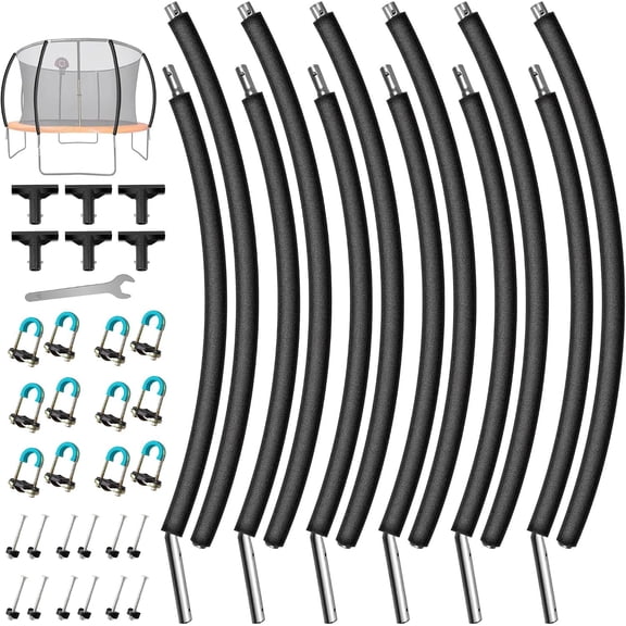6 count Trampoline Poles , Curved Enclosure Poles with 2 Setup Ways