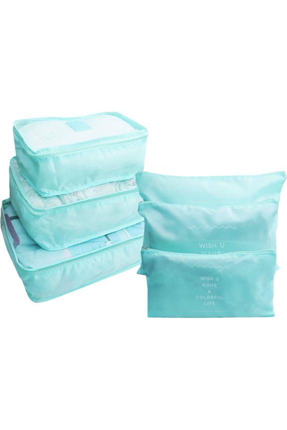 6 count Travel Luggage Organizer Bags, Packing Cubes Compression, Travel Storage Bags Organizers, Travel Cubes Laundry Pouches for Backpack Suitcases Clothes Underwear (Light Blue)
