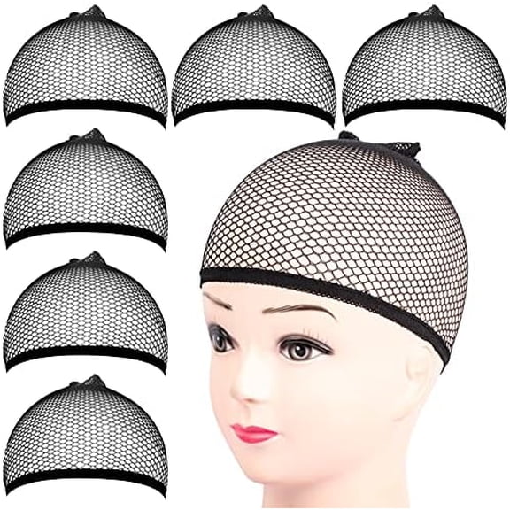 6 count Wig Cap, 6 count Black Mesh Wig Cap Net, Closed End Hair Mesh Net, Liner Weaving Caps for Women, Men, , Wig Caps for Halloween,