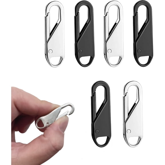 6 count Zipper Pull Replacements, Zipper Repair Kit Zipper Slider Pull Tab Universal Zipper Fixer Zipper Pullers Handle Zipper Extenders for Clothing Jackets Backpack Boots Purse Coat