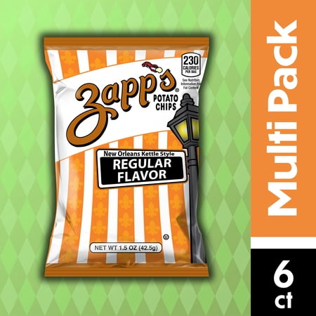 6 ct Zapp's Regular Flavor New Orleans Kettle Style Potato Chips 1.5 oz MULTIPACK
