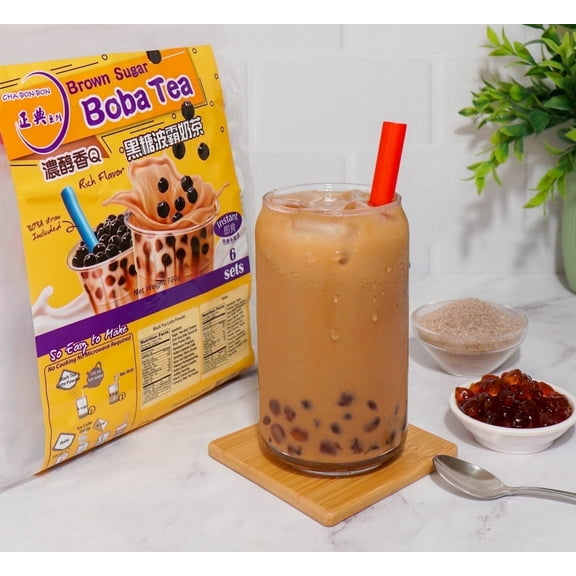6 drinks - Brown Sugar Instant Boba Tea Kit from Boba Crafters - Bubble Tea Kit