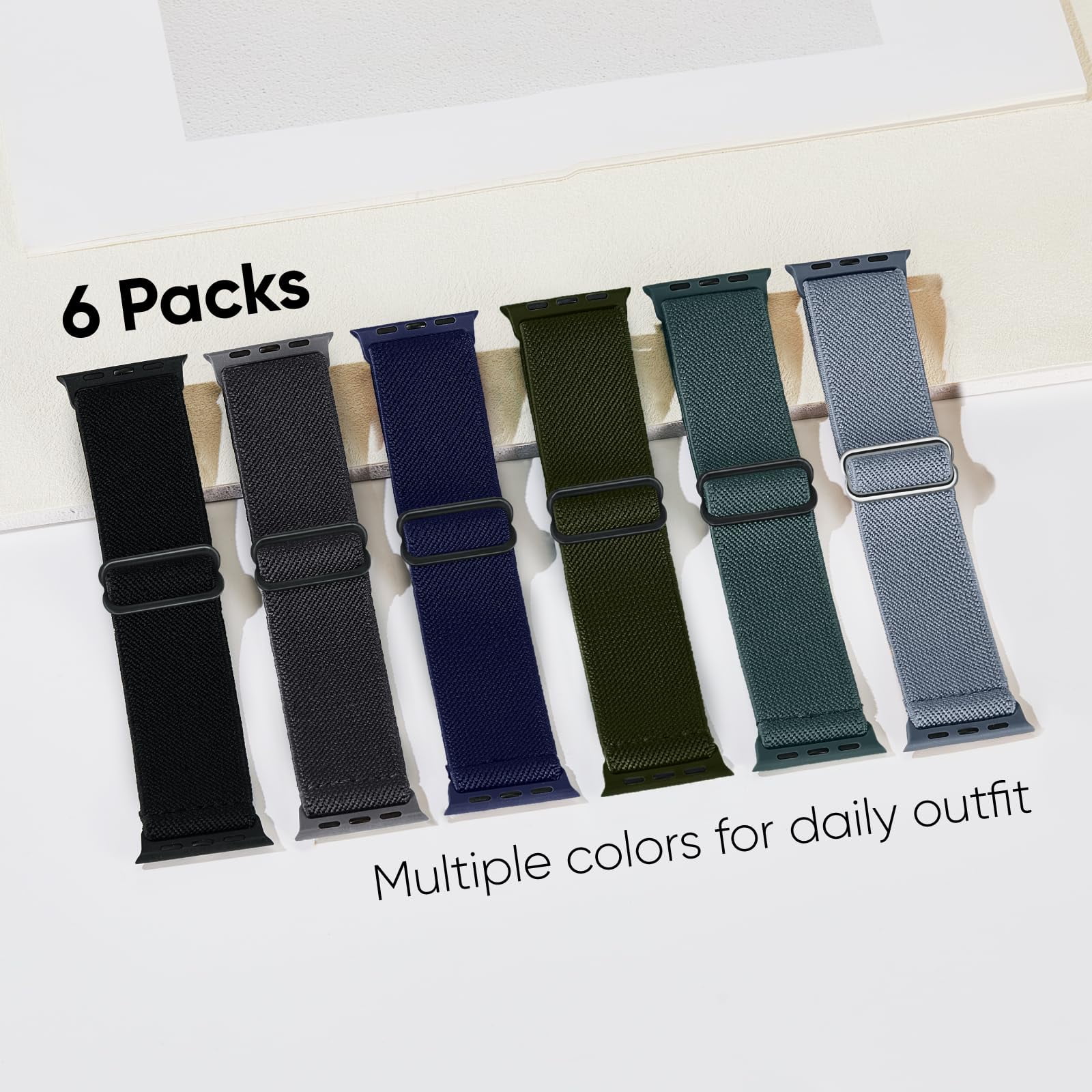 6 elastic single rings suitable for Apple Watch straps 45mm, 46mm, 44mm ...