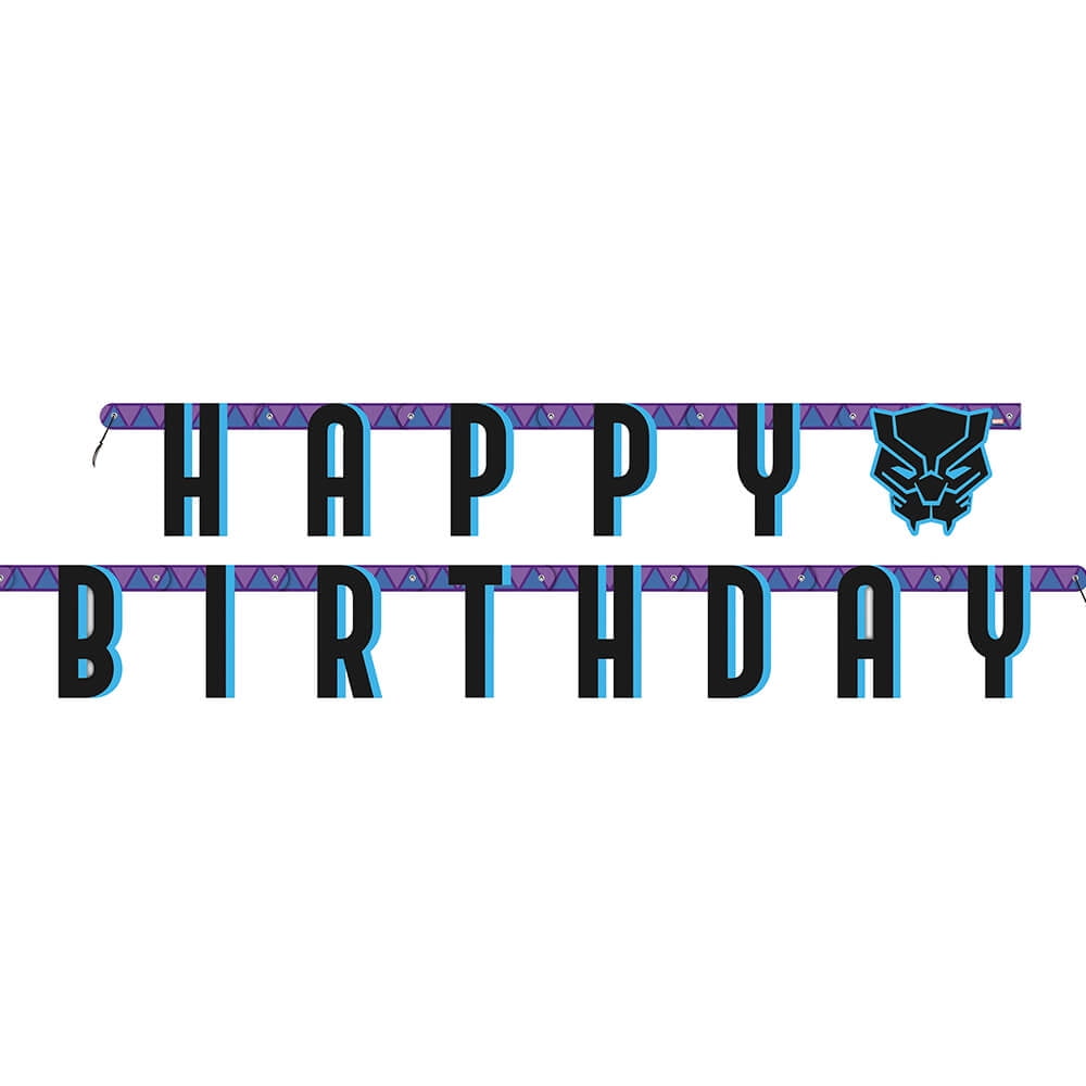 6 feet Black Panther Happy Birthday Jointed Banner (1 Pack) Party