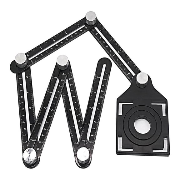 6-fold Aluminium Alloy Angle Ruler Finder, Measuring Ruler Perforated Template Tool Locator Drill Guide Tile Hole ,Easy to Use