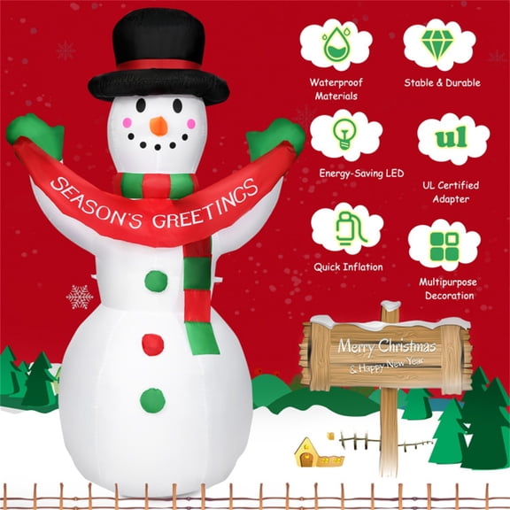 6-foot Christmas decoration inflatable Christmas snowman, unique design, cute appearance, stable and durable, suitable for indoor and outdoor decoration at Christmas.