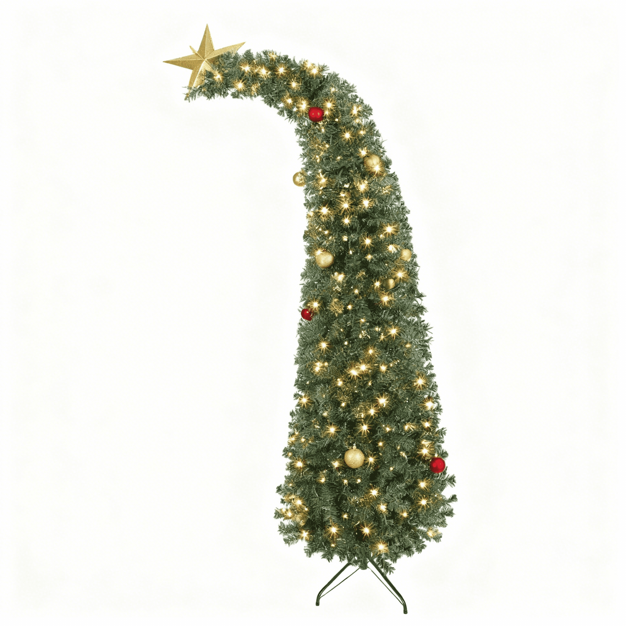 6FT Artificial Christmas Tree, Pre-installed with 1000 Branches and 300 LED Lights, Featuring a Foldable Metal Stand, Perfect for Family Gatherings and Christmas Decorations.