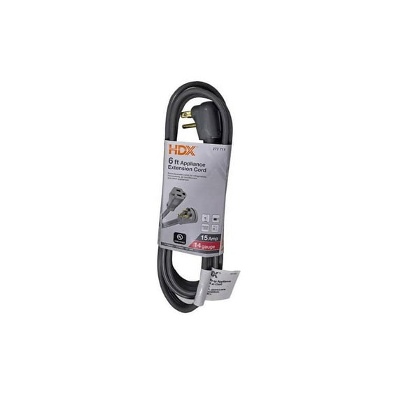 6 ft. 14/3 15 Amp Air Conditioner/Appliance Extension Cord, Grey