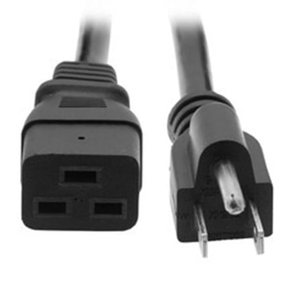 6 ft. 300V C19 to NEMA 5-15P Power Cord SJT with 14 AWG 3 Conductor - Black
